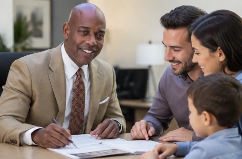 Danilo Williams advising a family on their insurance options